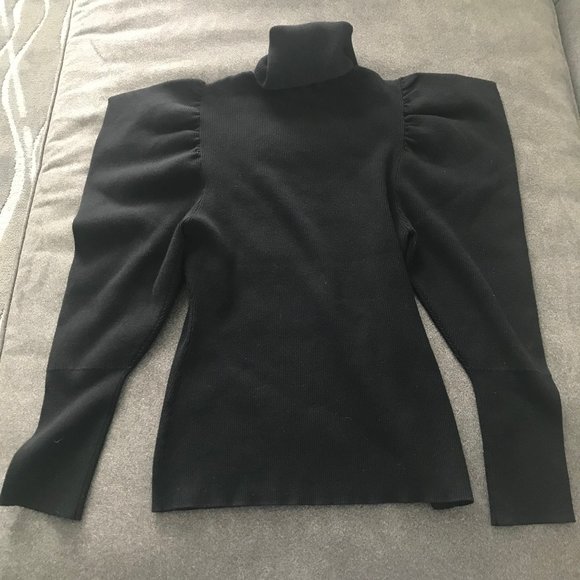 A.L.C. Black Turtleneck Puff-Sleeve Sweater - Picture 1 of 10